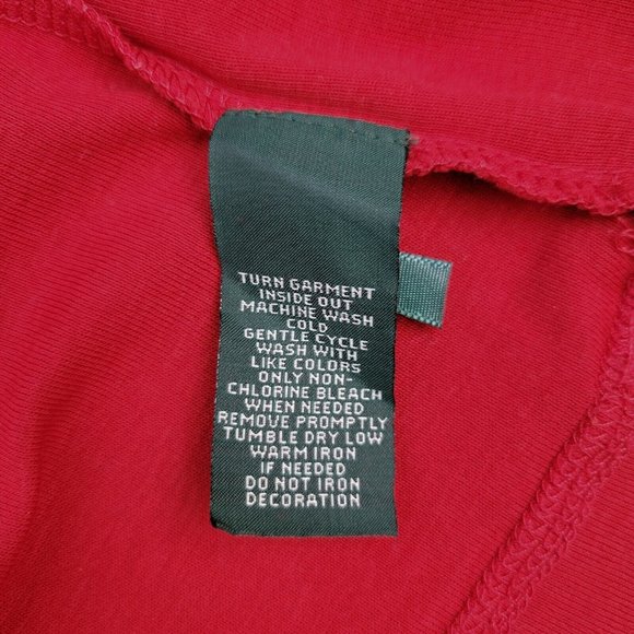 Lauren Jeans Ralph Lauren Womens Size S Red Pullover w Brown Patches Minimalist - Picture 7 of 7